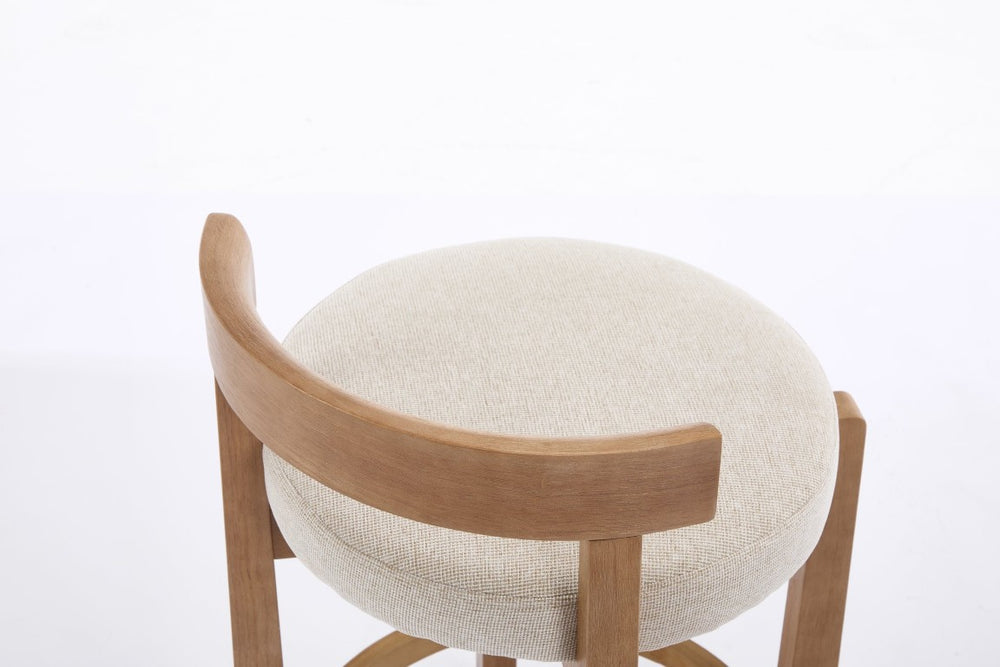 English Elm Linen Upholstered Barstools Set of Two with Solid Hardwood Frame for Kitchen Islands W2195P611446