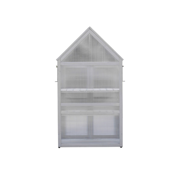 English Elm Mini Cedar Greenhouse with Vented Roof Adjustable Shelves for Patio Balcony Garden W21966788