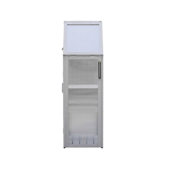 English Elm Mini Cedar Greenhouse with Vented Roof Adjustable Shelves for Patio Balcony Garden W21966788
