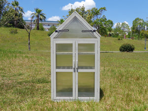English Elm Mini Cedar Greenhouse with Vented Roof Adjustable Shelves for Patio Balcony Garden W21966788