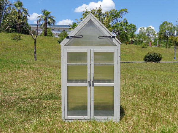English Elm Mini Cedar Greenhouse with Vented Roof Adjustable Shelves for Patio Balcony Garden W21966788