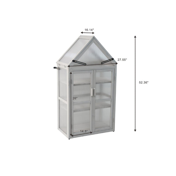 English Elm Mini Cedar Greenhouse with Vented Roof Adjustable Shelves for Patio Balcony Garden W21966788