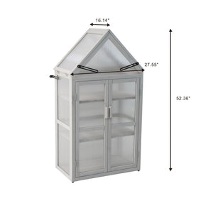 English Elm Mini Cedar Greenhouse with Vented Roof Adjustable Shelves for Patio Balcony Garden W21966788