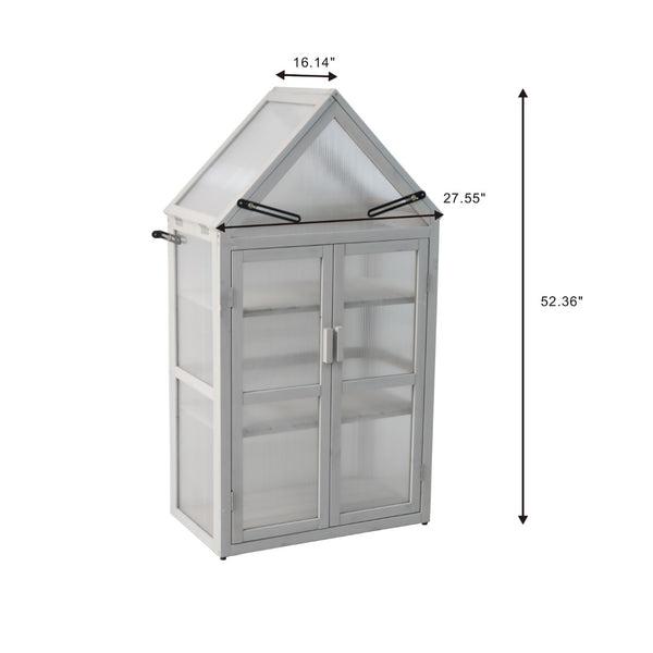 English Elm Mini Cedar Greenhouse with Vented Roof Adjustable Shelves for Patio Balcony Garden W21966788