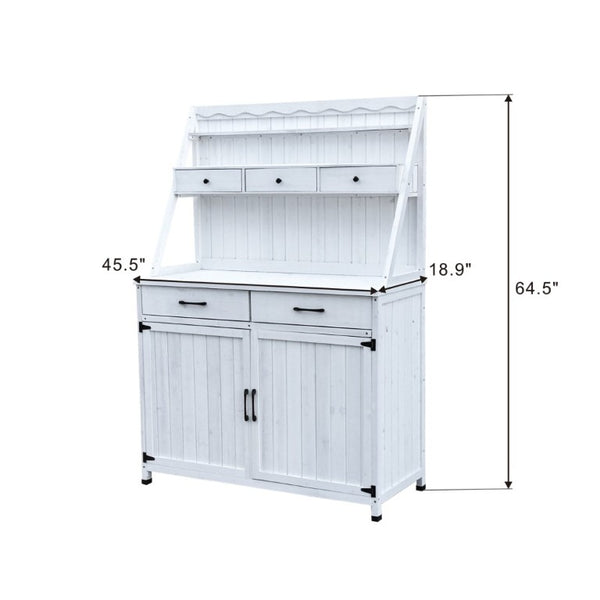 English Elm Outdoor Potting Bench Solid Fir Wood Farmhouse Garden Work Table with Storage W219S00001