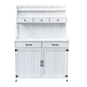 English Elm Outdoor Potting Bench Solid Fir Wood Farmhouse Garden Work Table with Storage W219S00001
