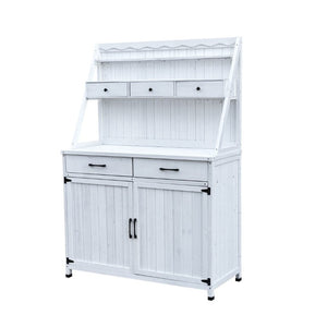 English Elm Outdoor Potting Bench Solid Fir Wood Farmhouse Garden Work Table with Storage W219S00001