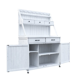 English Elm Outdoor Potting Bench Solid Fir Wood Farmhouse Garden Work Table with Storage W219S00001