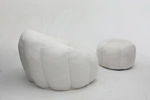 English Elm Sofa Bean Bag Chair Faux Fur Memory Foam Oversized Lounge Seat for Game Bedroom White W2200P239876