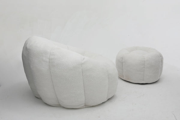 English Elm Sofa Bean Bag Chair Faux Fur Memory Foam Oversized Lounge Seat for Game Bedroom White W2200P239876