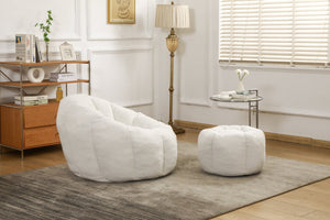 English Elm Sofa Bean Bag Chair Faux Fur Memory Foam Oversized Lounge Seat for Game Bedroom White W2200P239876
