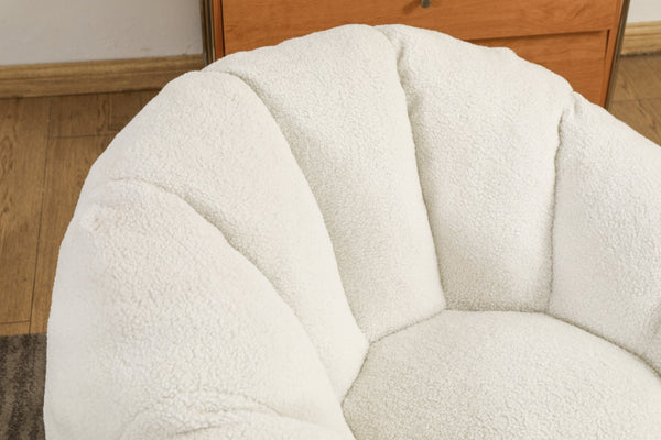 English Elm Sofa Bean Bag Chair Faux Fur Memory Foam Oversized Lounge Seat for Game Bedroom White W2200P239876