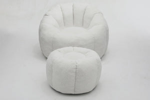 English Elm Sofa Bean Bag Chair Faux Fur Memory Foam Oversized Lounge Seat for Game Bedroom White W2200P239876
