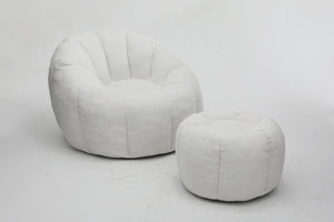 English Elm Sofa Bean Bag Chair Faux Fur Memory Foam Oversized Lounge Seat for Game Bedroom White W2200P239876