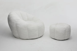 English Elm Sofa Bean Bag Chair Faux Fur Memory Foam Oversized Lounge Seat for Game Bedroom White W2200P239876