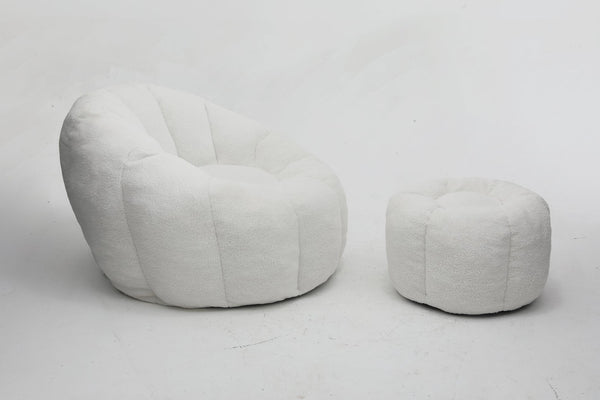 English Elm Sofa Bean Bag Chair Faux Fur Memory Foam Oversized Lounge Seat for Game Bedroom White W2200P239876