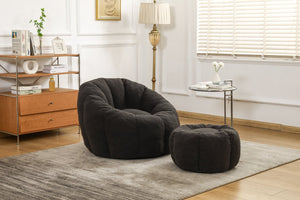 English Elm Sofa Bean Bag Chair Faux Fur Memory Foam Oversized Lounge Seat for Game Bedroom Dark Gray W2200P239877