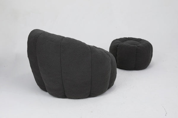 English Elm Sofa Bean Bag Chair Faux Fur Memory Foam Oversized Lounge Seat for Game Bedroom Dark Gray W2200P239877