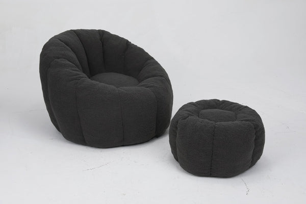 English Elm Sofa Bean Bag Chair Faux Fur Memory Foam Oversized Lounge Seat for Game Bedroom Dark Gray W2200P239877