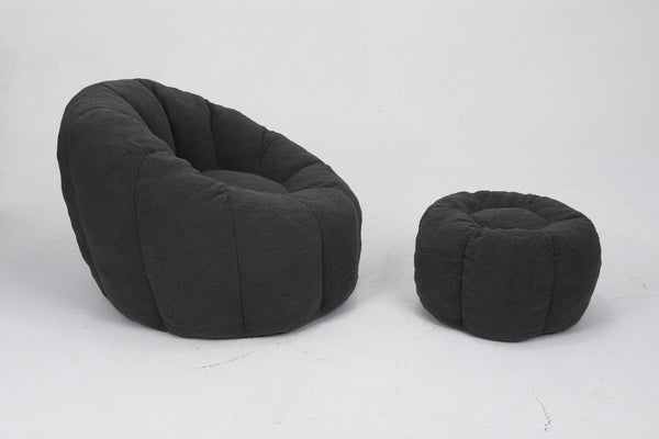 English Elm Sofa Bean Bag Chair Faux Fur Memory Foam Oversized Lounge Seat for Game Bedroom Dark Gray W2200P239877