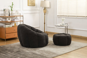 English Elm Sofa Bean Bag Chair Faux Fur Memory Foam Oversized Lounge Seat for Game Bedroom Dark Gray W2200P239877