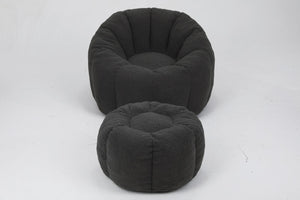 English Elm Sofa Bean Bag Chair Faux Fur Memory Foam Oversized Lounge Seat for Game Bedroom Dark Gray W2200P239877