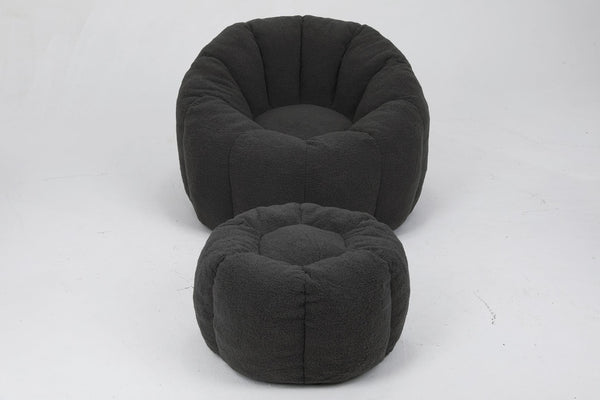 English Elm Sofa Bean Bag Chair Faux Fur Memory Foam Oversized Lounge Seat for Game Bedroom Dark Gray W2200P239877