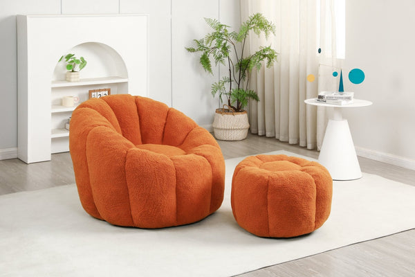 English Elm Sofa Bean Bag Chair Faux Fur Memory Foam Oversized Lounge Seat for Game Bedroom Yellow W2200P302151