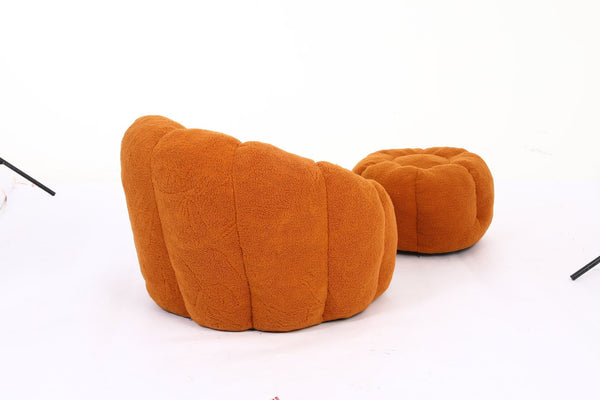 English Elm Sofa Bean Bag Chair Faux Fur Memory Foam Oversized Lounge Seat for Game Bedroom Yellow W2200P302151