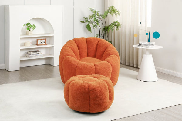 English Elm Sofa Bean Bag Chair Faux Fur Memory Foam Oversized Lounge Seat for Game Bedroom Yellow W2200P302151