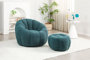 English Elm Sofa Bean Bag Chair Faux Fur Memory Foam Oversized Lounge Seat for Game Bedroom Green W2200P302155