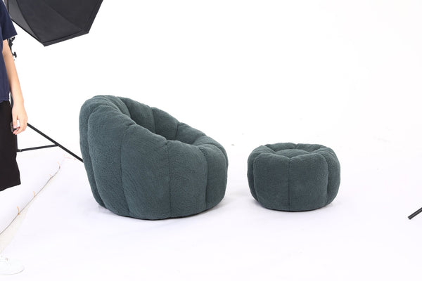English Elm Sofa Bean Bag Chair Faux Fur Memory Foam Oversized Lounge Seat for Game Bedroom Green W2200P302155