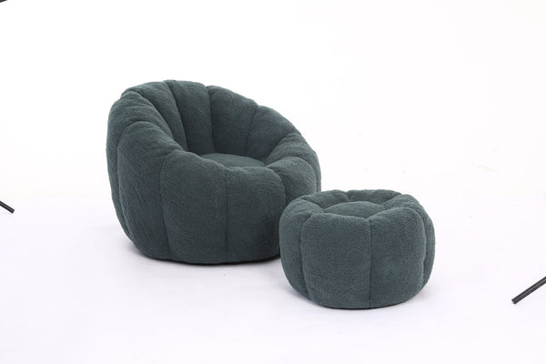 English Elm Sofa Bean Bag Chair Faux Fur Memory Foam Oversized Lounge Seat for Game Bedroom Green W2200P302155