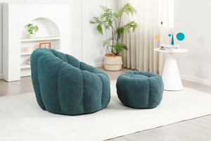 English Elm Sofa Bean Bag Chair Faux Fur Memory Foam Oversized Lounge Seat for Game Bedroom Green W2200P302155