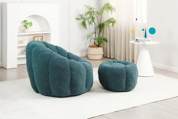 English Elm Sofa Bean Bag Chair Faux Fur Memory Foam Oversized Lounge Seat for Game Bedroom Green W2200P302155