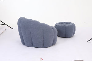 English Elm Sofa Bean Bag Chair Faux Fur Memory Foam Oversized Lounge Seat for Game Bedroom Light Blue W2200P302157