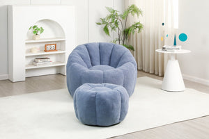 English Elm Sofa Bean Bag Chair Faux Fur Memory Foam Oversized Lounge Seat for Game Bedroom Light Blue W2200P302157