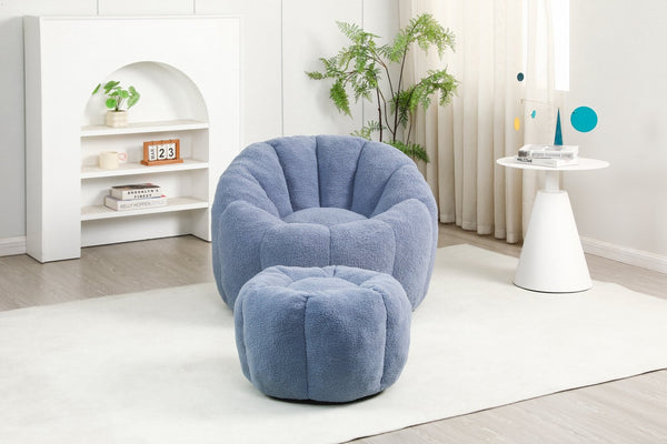English Elm Sofa Bean Bag Chair Faux Fur Memory Foam Oversized Lounge Seat for Game Bedroom Light Blue W2200P302157