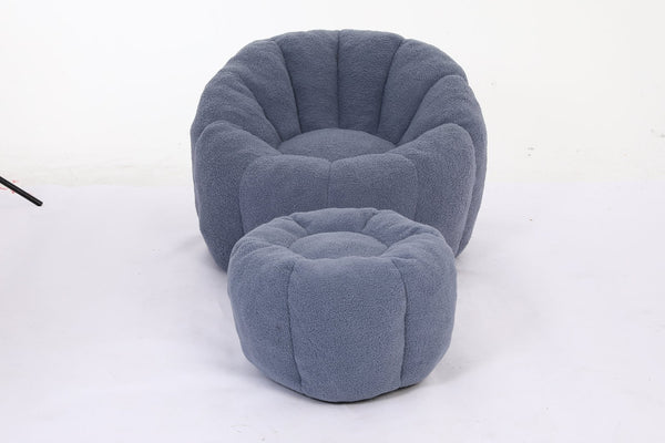 English Elm Sofa Bean Bag Chair Faux Fur Memory Foam Oversized Lounge Seat for Game Bedroom Light Blue W2200P302157