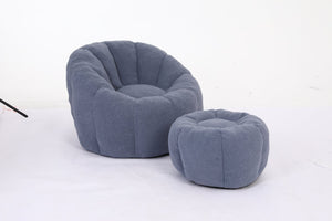 English Elm Sofa Bean Bag Chair Faux Fur Memory Foam Oversized Lounge Seat for Game Bedroom Light Blue W2200P302157