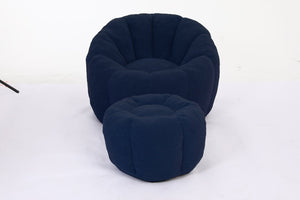 English Elm Sofa Bean Bag Chair Faux Fur Memory Foam Oversized Lounge Seat for Game Bedroom Dark Blue W2200P302161