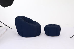 English Elm Sofa Bean Bag Chair Faux Fur Memory Foam Oversized Lounge Seat for Game Bedroom Dark Blue W2200P302161