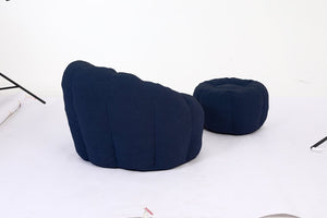 English Elm Sofa Bean Bag Chair Faux Fur Memory Foam Oversized Lounge Seat for Game Bedroom Dark Blue W2200P302161