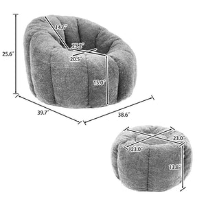English Elm Sofa Bean Bag Chair Faux Fur Memory Foam Oversized Lounge Seat for Game Bedroom Dark Blue W2200P302161