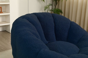 English Elm Sofa Bean Bag Chair Faux Fur Memory Foam Oversized Lounge Seat for Game Bedroom Dark Blue W2200P302161
