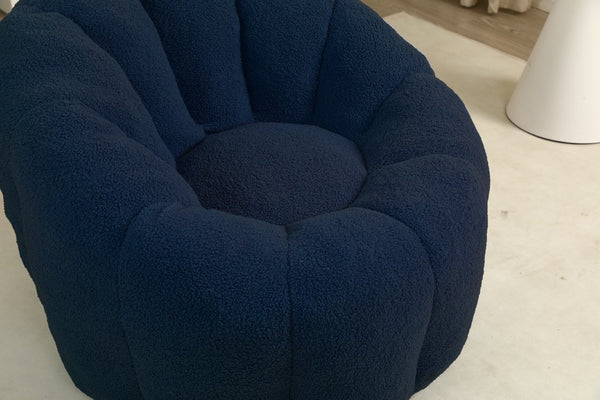English Elm Sofa Bean Bag Chair Faux Fur Memory Foam Oversized Lounge Seat for Game Bedroom Dark Blue W2200P302161