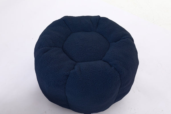English Elm Sofa Bean Bag Chair Faux Fur Memory Foam Oversized Lounge Seat for Game Bedroom Dark Blue W2200P302161