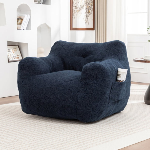 English Elm Bean Bag Chair with Armrests Memory Foam Filled Lounge Seat for Adults Living Room W2200P516648