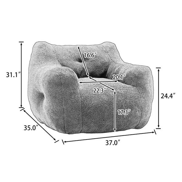English Elm Bean Bag Chair with Armrests Memory Foam Filled Lounge Seat for Adults Living Room W2200P516648