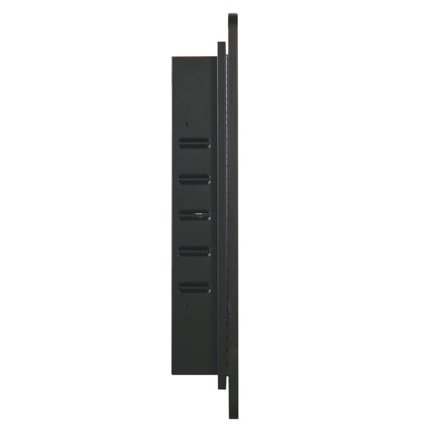 English Elm Black Matte Iron Medicine Cabinet Recessed or Wall Mount Mirror with Tempered Shelves W2203P176579